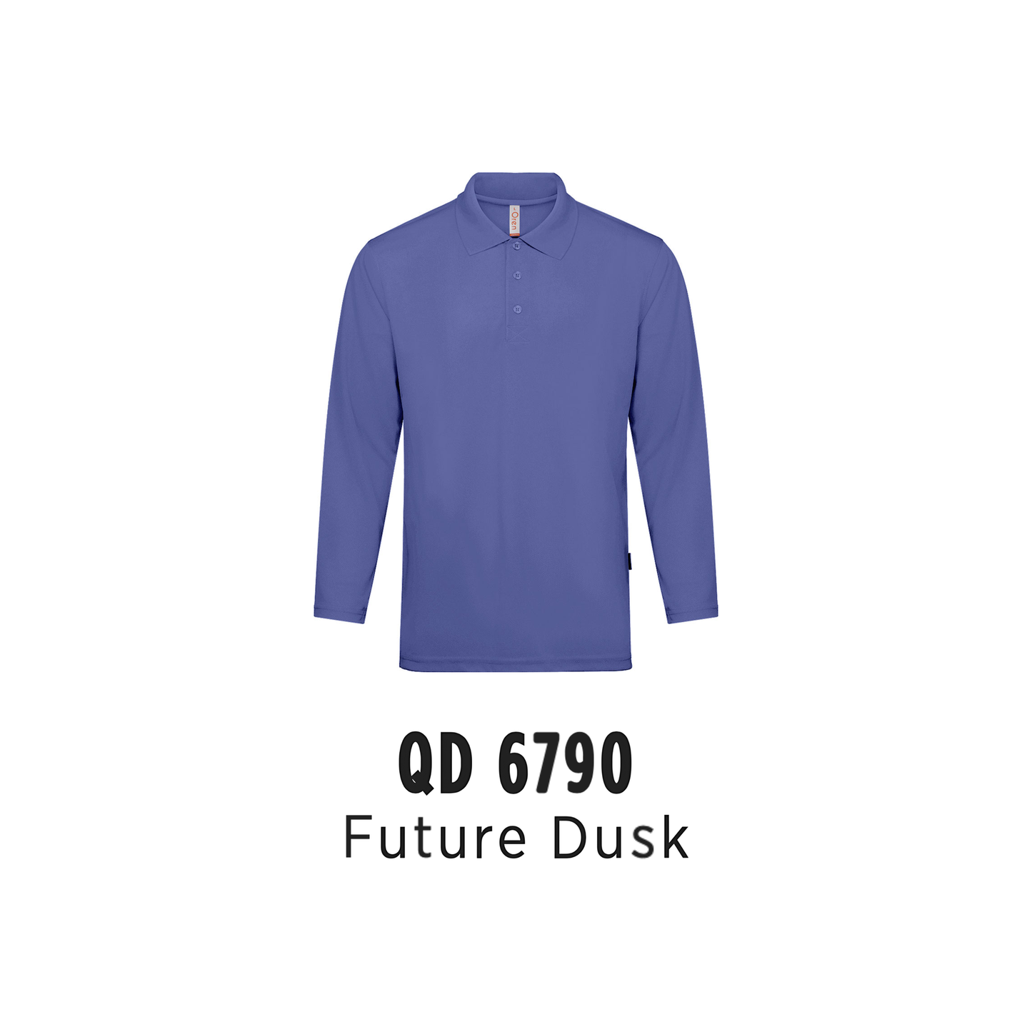 Custom Polo Long Sleeve - Unisex Microfibre Eyelet Long Sleeve Polo Shirt | Plain | Future Dusk | QD6790