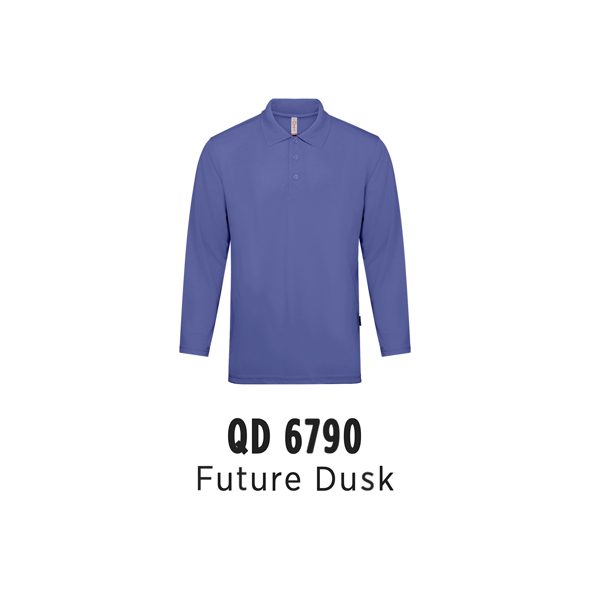 Custom Polo Long Sleeve - Unisex Microfibre Eyelet Long Sleeve Polo Shirt | Plain | Future Dusk | QD6790