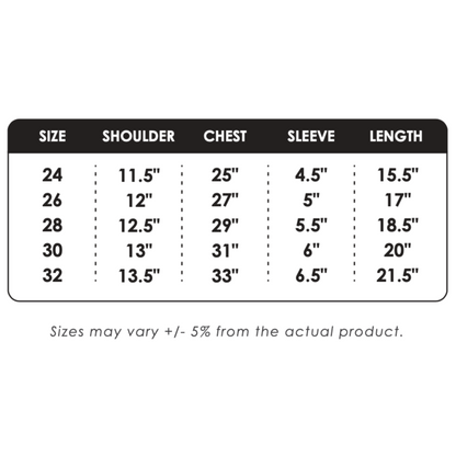 Size Chart - Custom Kid T-Shirt - Microfibre Eyelet Short Sleeve | QD68