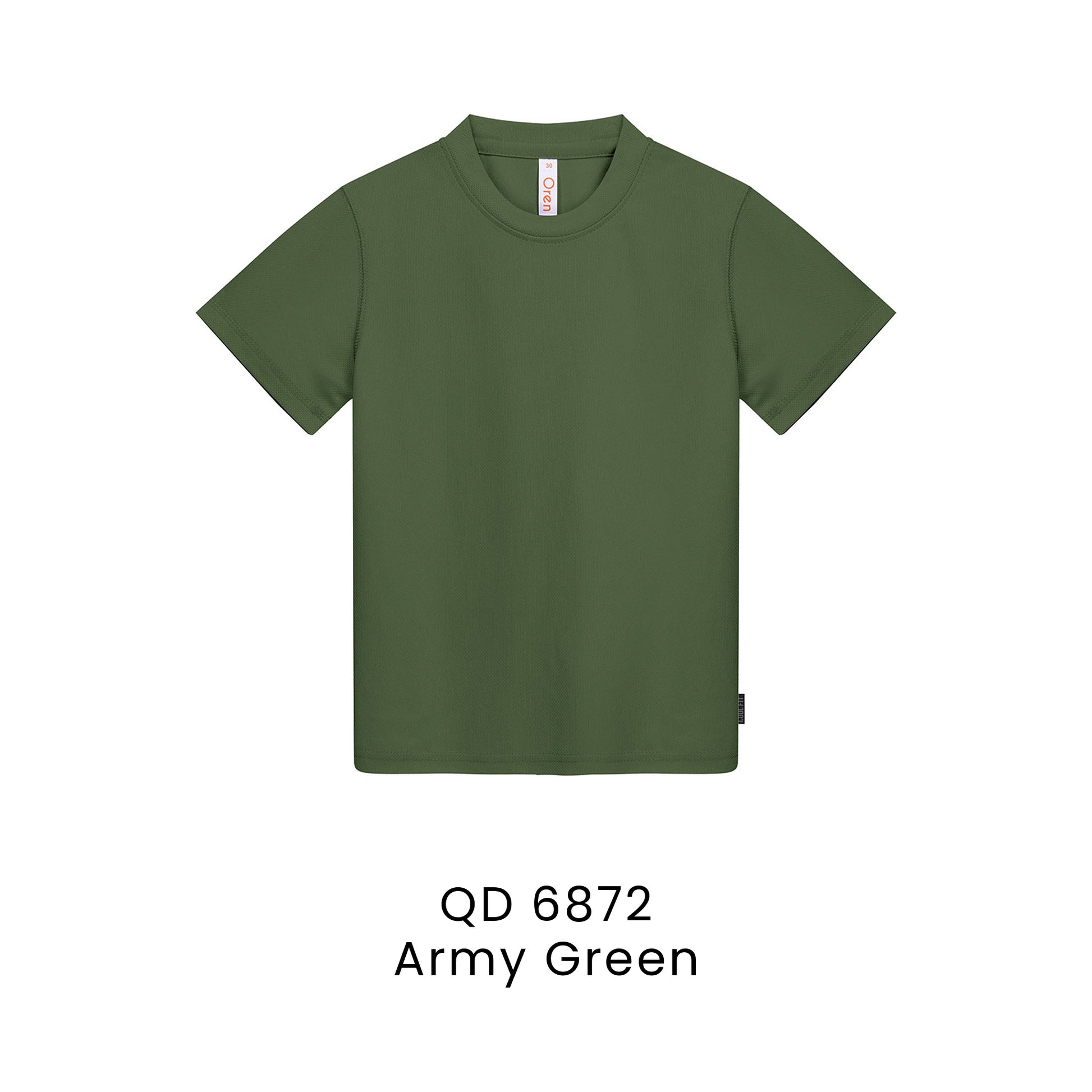 QD 6872 Army Green - QD68 kids microfibre eyelet t-shirt in 160gsm