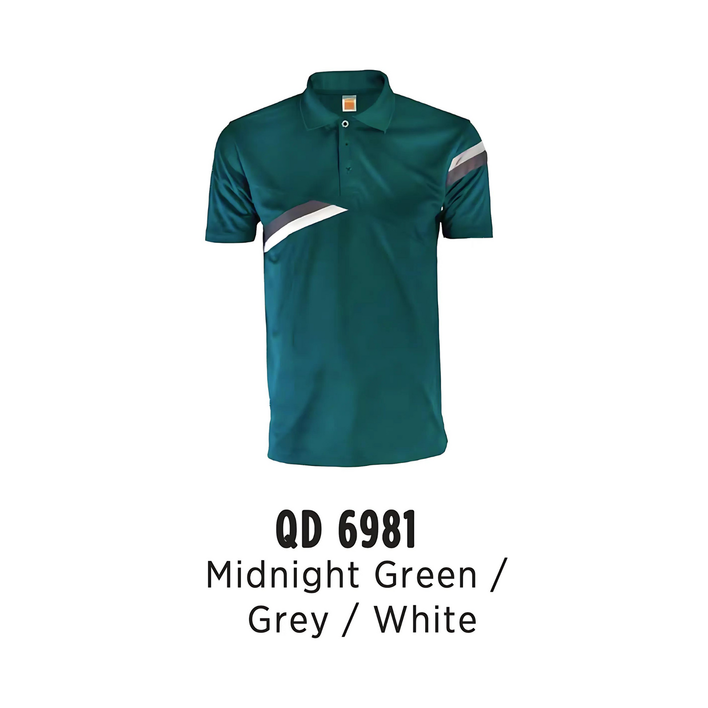 Polo | Microfibre | Cut & Sew | Unisex | 170gsm | Midnight Green/Grey/White | QD6981