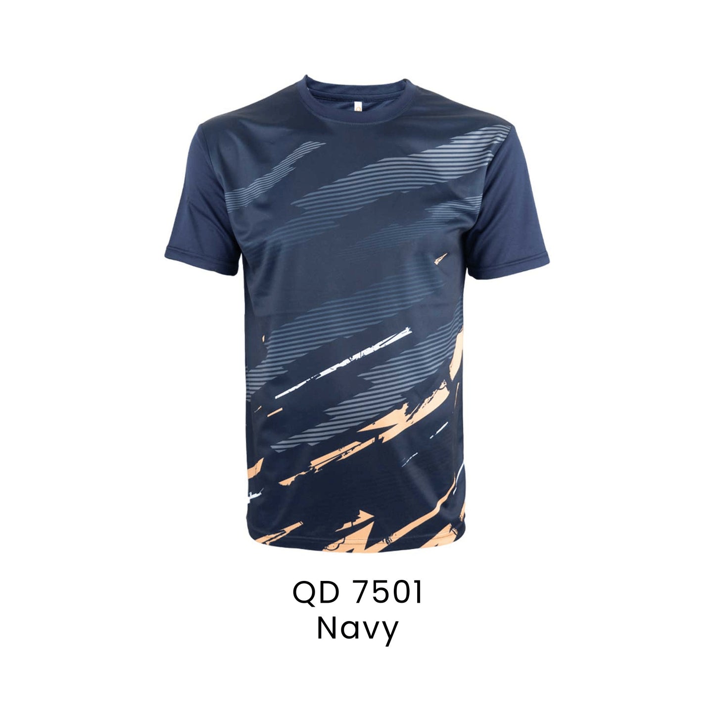 QD 7501 Navy - QD75 unisex sublimation mini eyelet t-shirt in 100% microfibre 150gsm