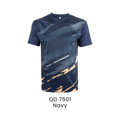 QD 7501 Navy - QD75 unisex sublimation mini eyelet t-shirt in 100% microfibre 150gsm