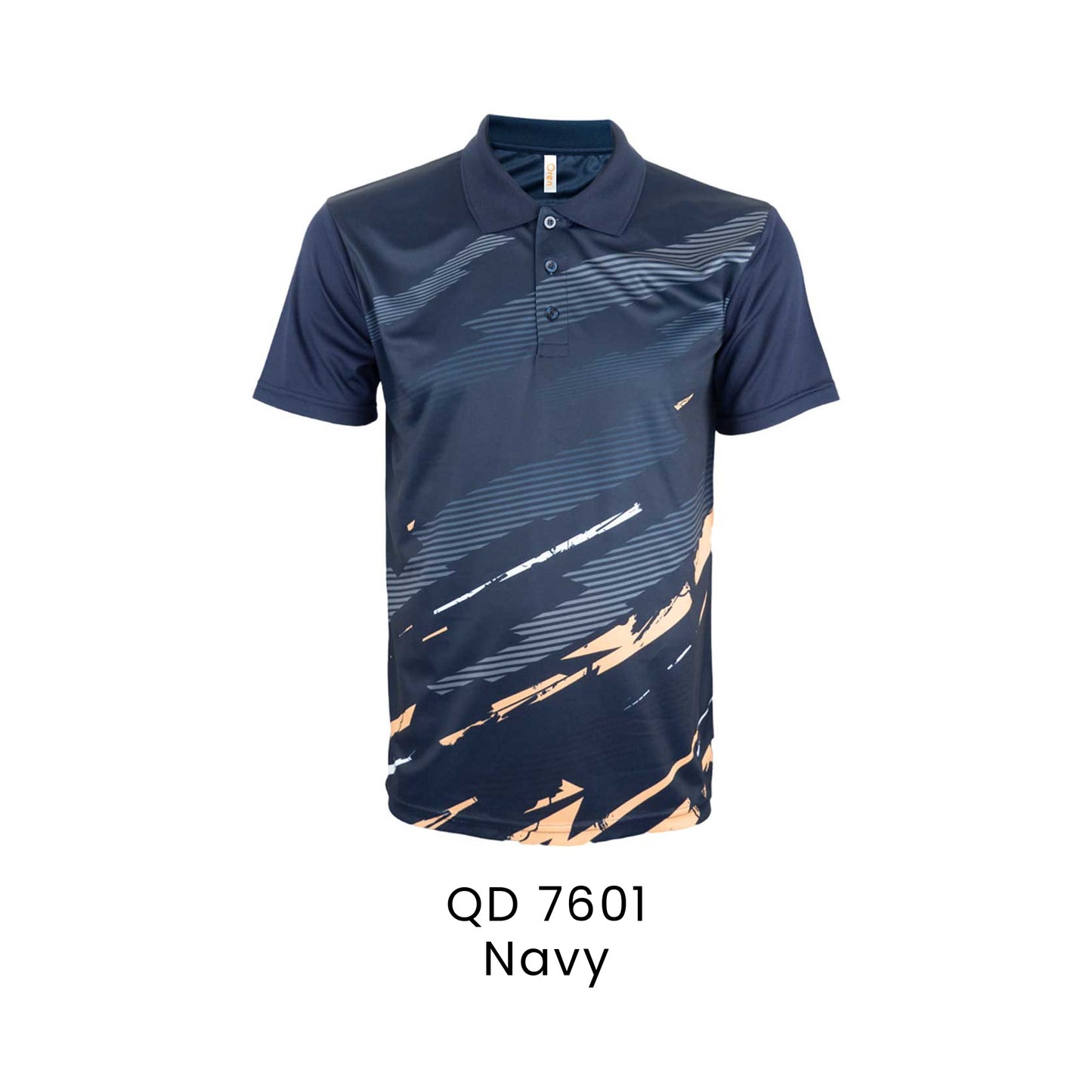 QD 7601 Navy - QD76 unisex sublimation mini eyelet polo shirt in 100% microfibre 150gsm