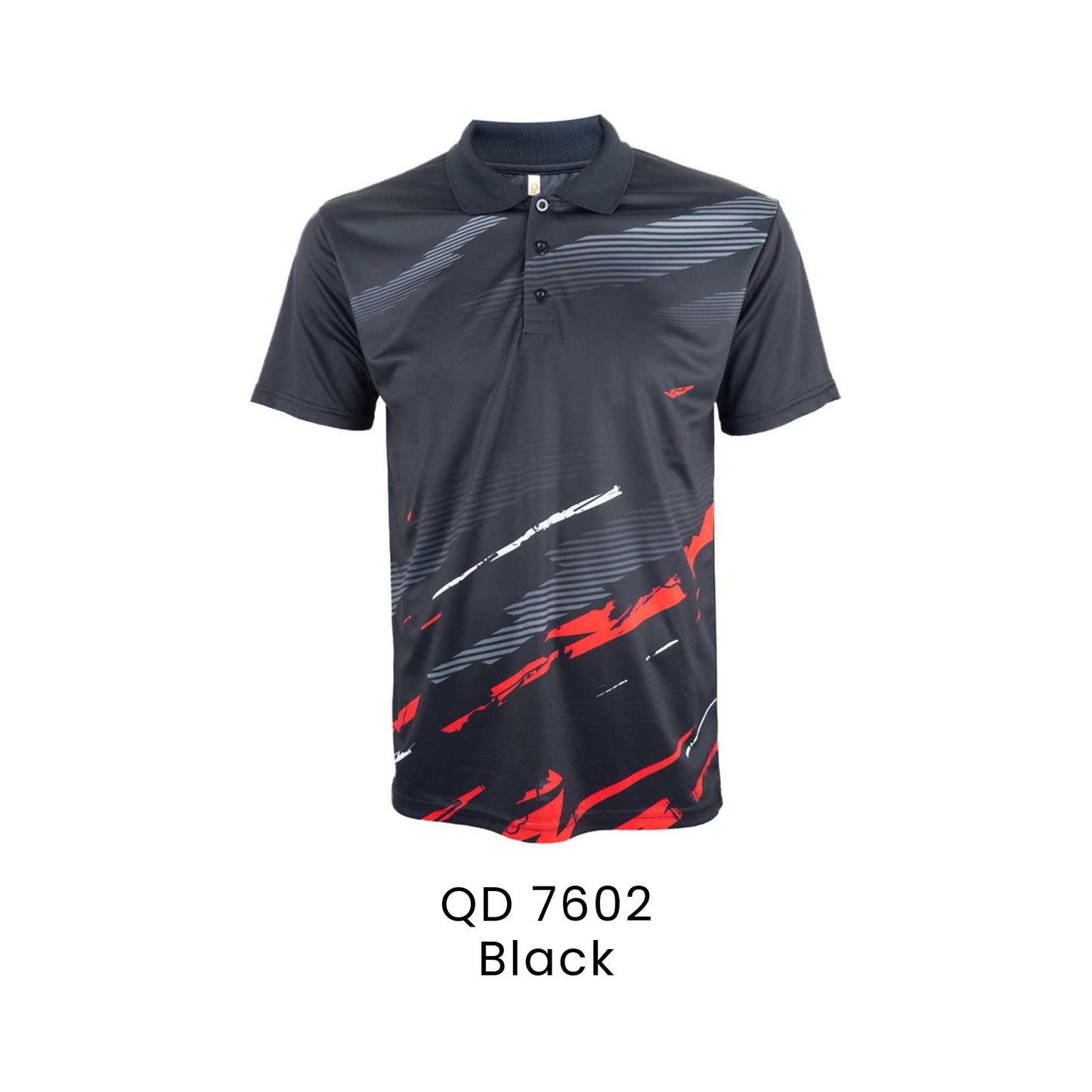 QD 7602 Black - QD76 unisex sublimation mini eyelet polo shirt in 100% microfibre 150gsm