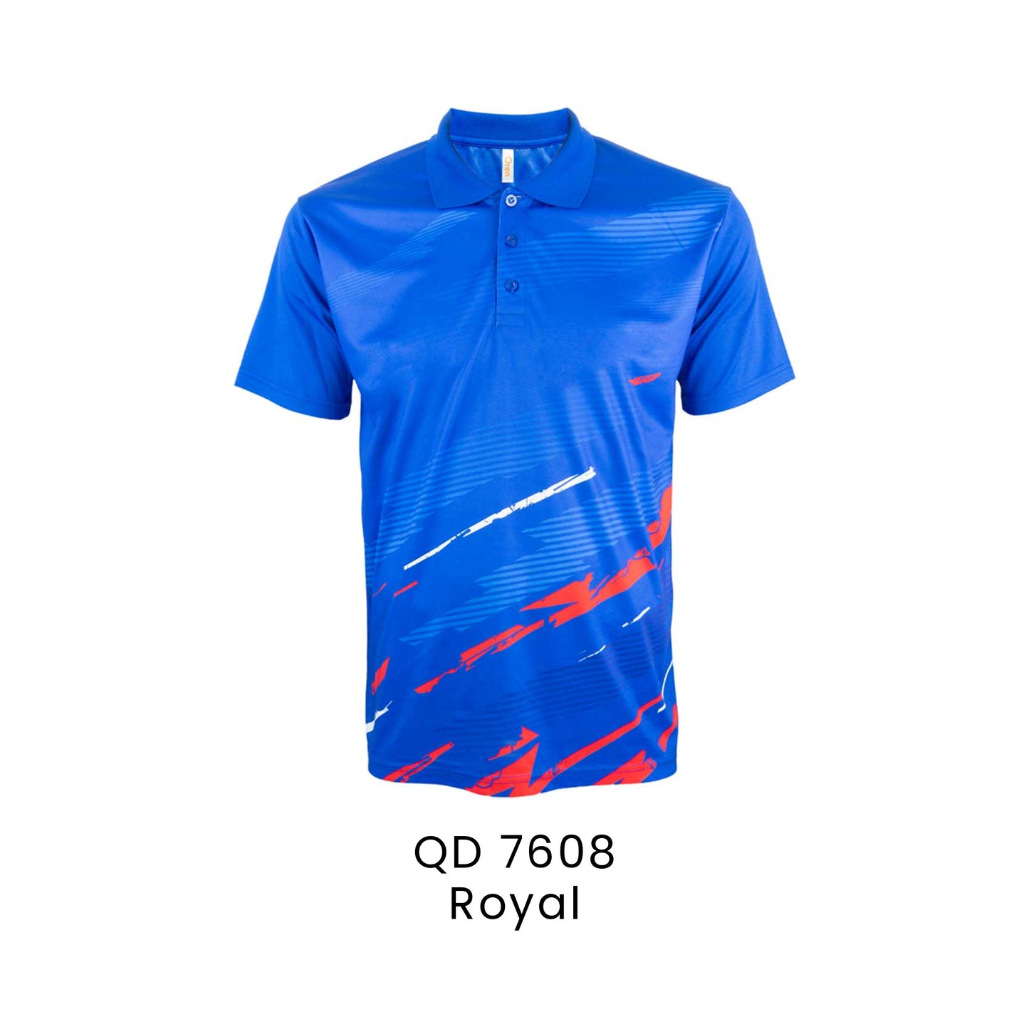 QD 7608 Royal - QD76 unisex sublimation mini eyelet polo shirt in 100% microfibre 150gsm