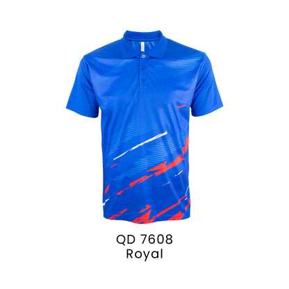 QD 7608 Royal - QD76 unisex sublimation mini eyelet polo shirt in 100% microfibre 150gsm