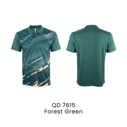 QD 7615 Forest Green - QD76 unisex sublimation mini eyelet polo shirt in 100% microfibre 150gsm