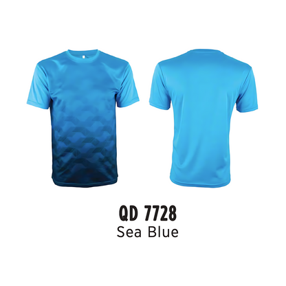 T-Shirt - Microfibre Mini Eyelet | Sublimation | Unisex | 150gsm | Sea Blue | QD7728