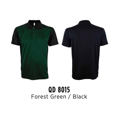 qd8015-custom-polo-unisex-microfibre-mini-eyelet-plain-forest-green-black