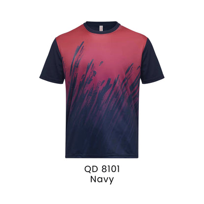 QD 8101 Navy - QD81 unisex sublimation mini eyelet t-shirt in 100% microfibre 150gsm