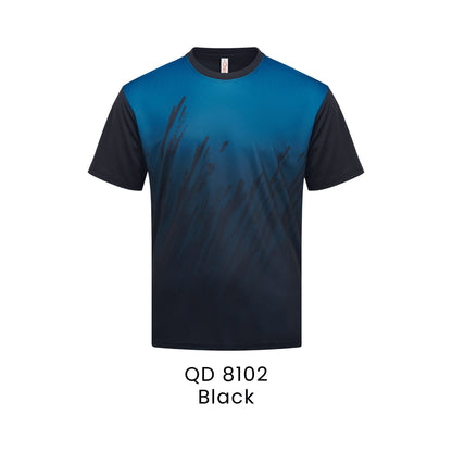 QD 8102 Black - QD81 unisex sublimation mini eyelet t-shirt in 100% microfibre 150gsm