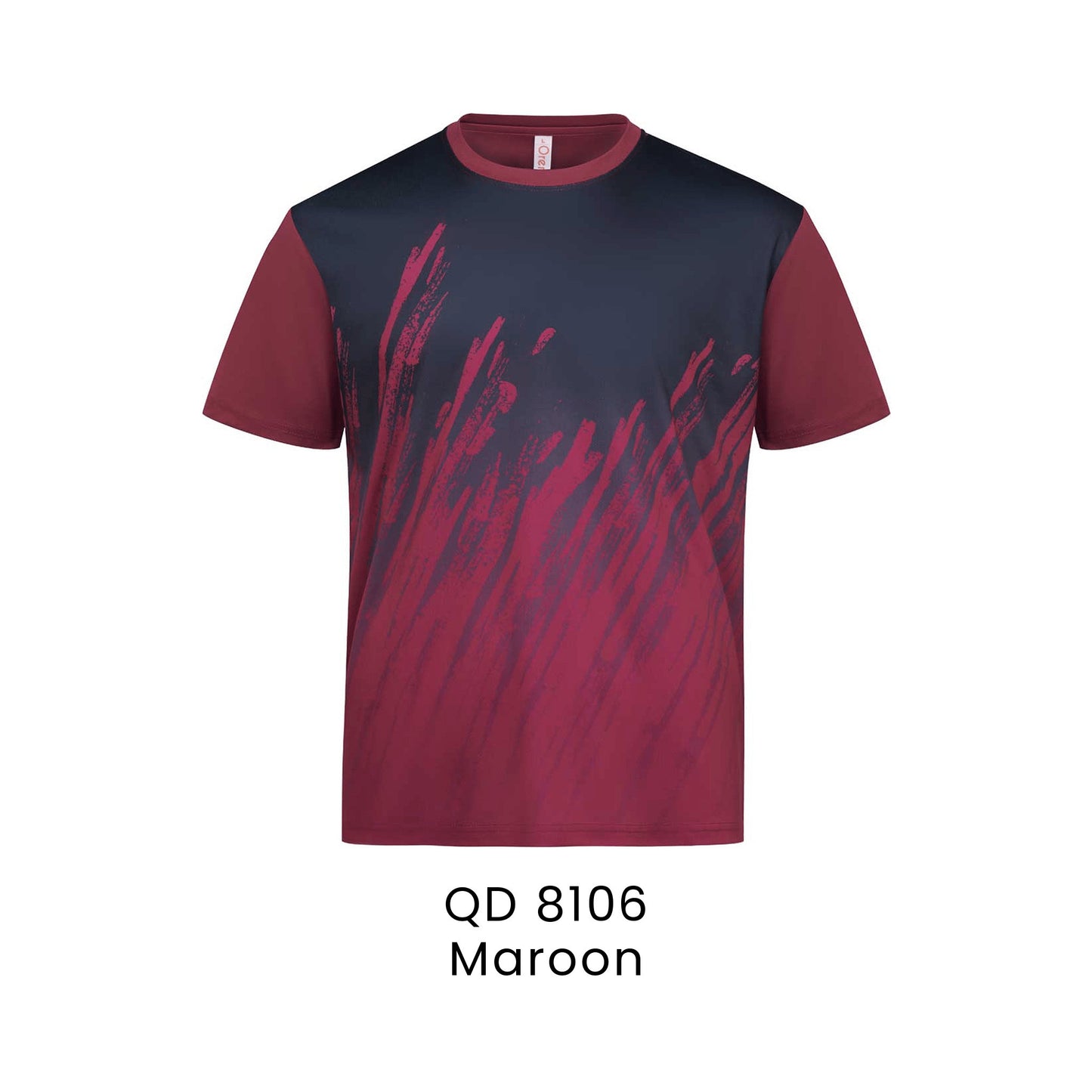 QD 8106 Maroon - QD81 unisex sublimation mini eyelet t-shirt in 100% microfibre 150gsm