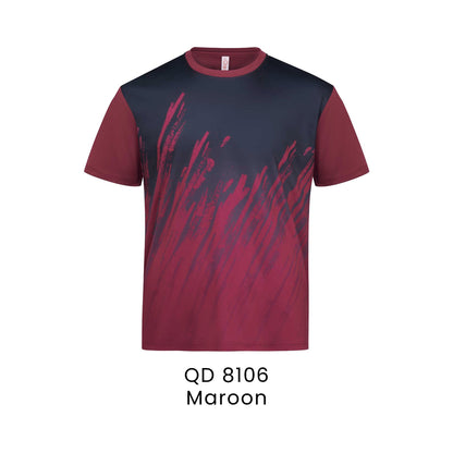 QD 8106 Maroon - QD81 unisex sublimation mini eyelet t-shirt in 100% microfibre 150gsm