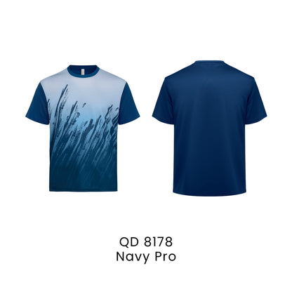 QD 8178 Navy Pro - QD81 unisex sublimation mini eyelet t-shirt in 100% microfibre 150gsm