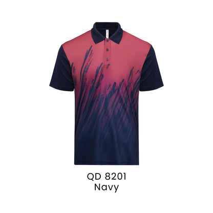 QD 8201 Navy - QD82 unisex sublimation mini eyelet polo shirt in 100% microfibre 150gsm