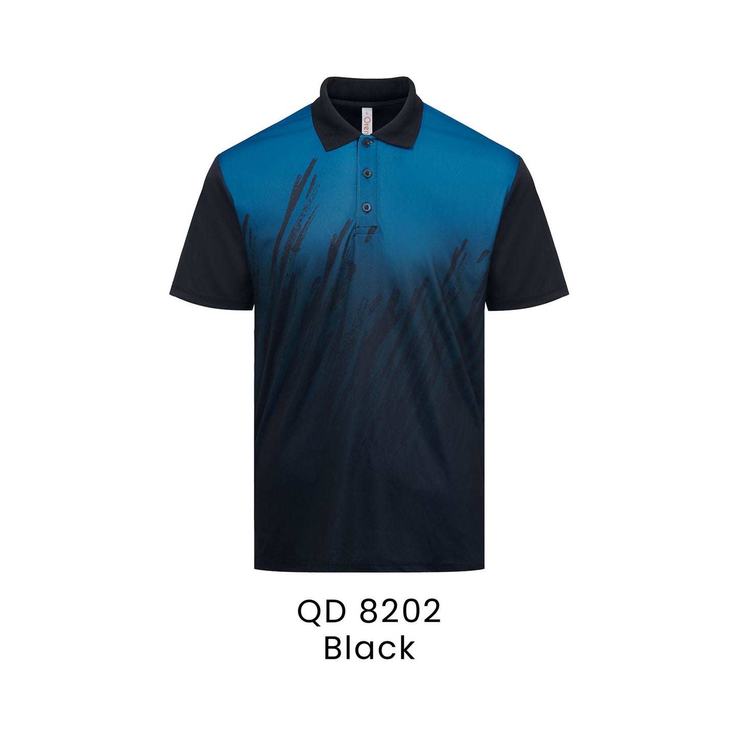 QD 8202 Black - QD82 unisex sublimation mini eyelet polo shirt in 100% microfibre 150gsm