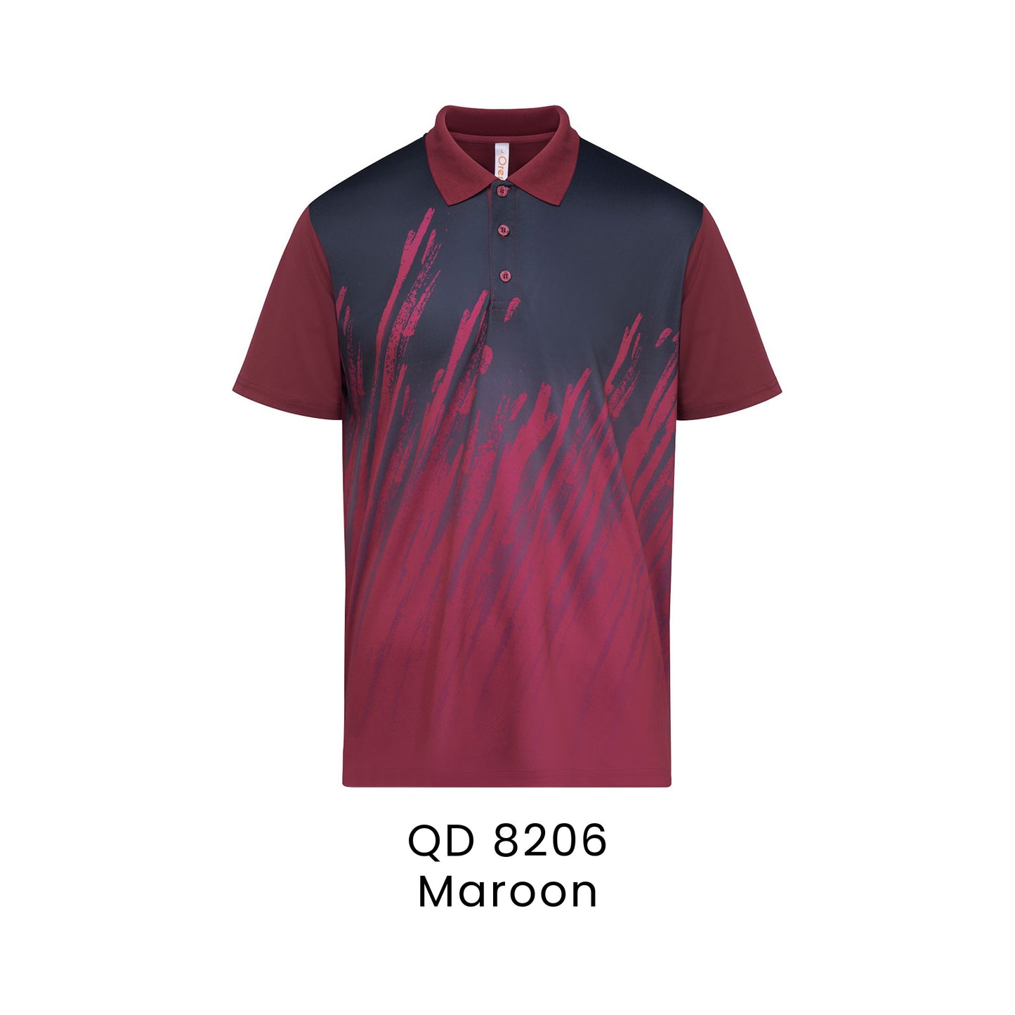QD 8206 Maroon - QD82 unisex sublimation mini eyelet polo shirt in 100% microfibre 150gsm