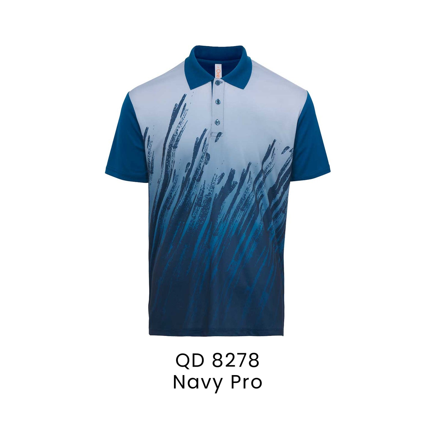 QD 8278 Navy Pro - QD82 unisex sublimation mini eyelet polo shirt in 100% microfibre 150gsm