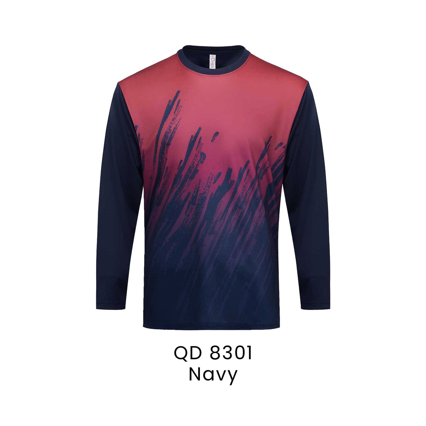 QD 8301 Navy - QD83 unisex sublimation mini eyelet long sleeve t-shirt in 100% microfibre 150gsm