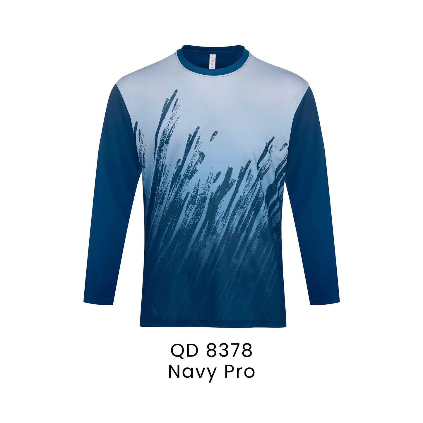 QD 8378 Navy Pro - QD83 unisex sublimation mini eyelet long sleeve t-shirt in 100% microfibre 150gsm