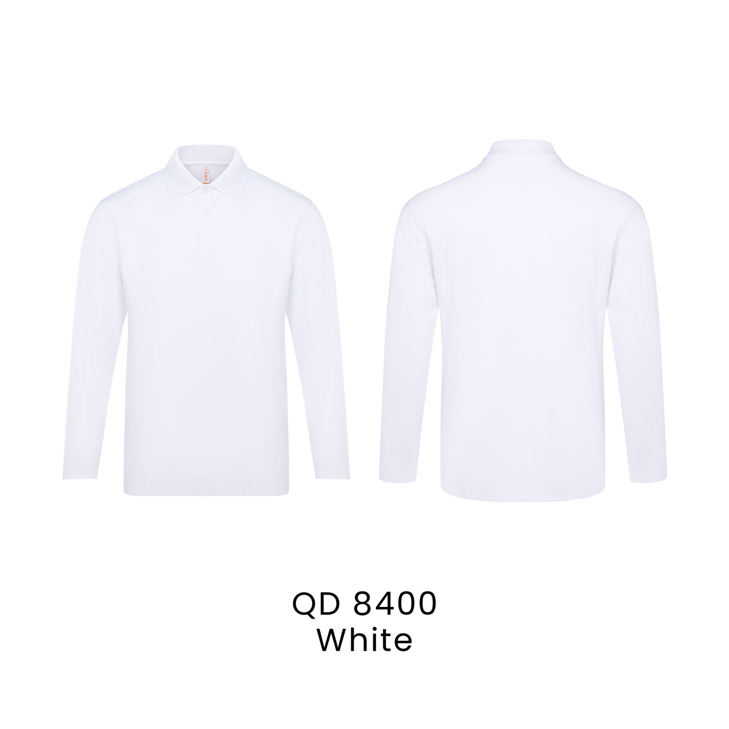 QD 8400 White - QD84 long sleeve polo shirt