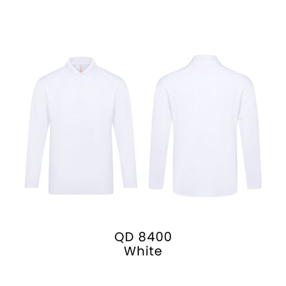 QD 8400 White - QD84 long sleeve polo shirt