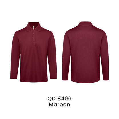 QD 8406 Maroon - QD84 long sleeve polo shirt