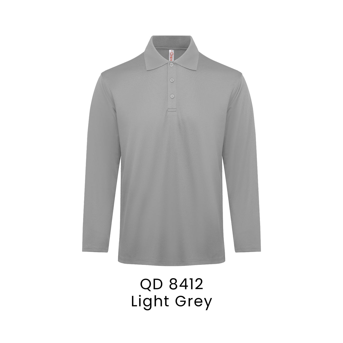 QD 8412 Light Grey - QD84 long sleeve polo shirt