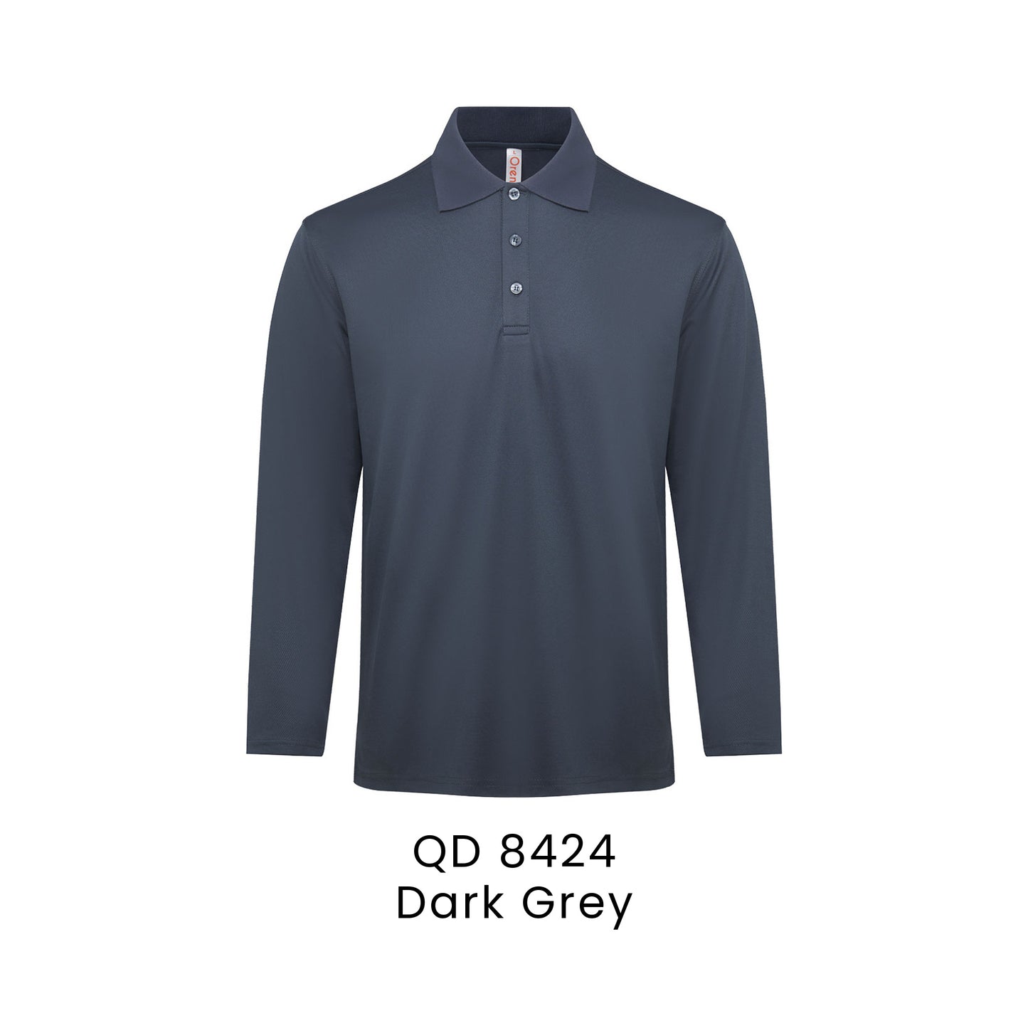 QD 8424 Dark Grey - QD84 long sleeve polo shirt