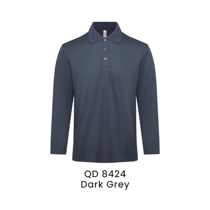 QD 8424 Dark Grey - QD84 long sleeve polo shirt