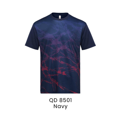QD 8501 Navy - QD85 unisex sublimation mini eyelet t-shirt in 100% microfibre 150gsm