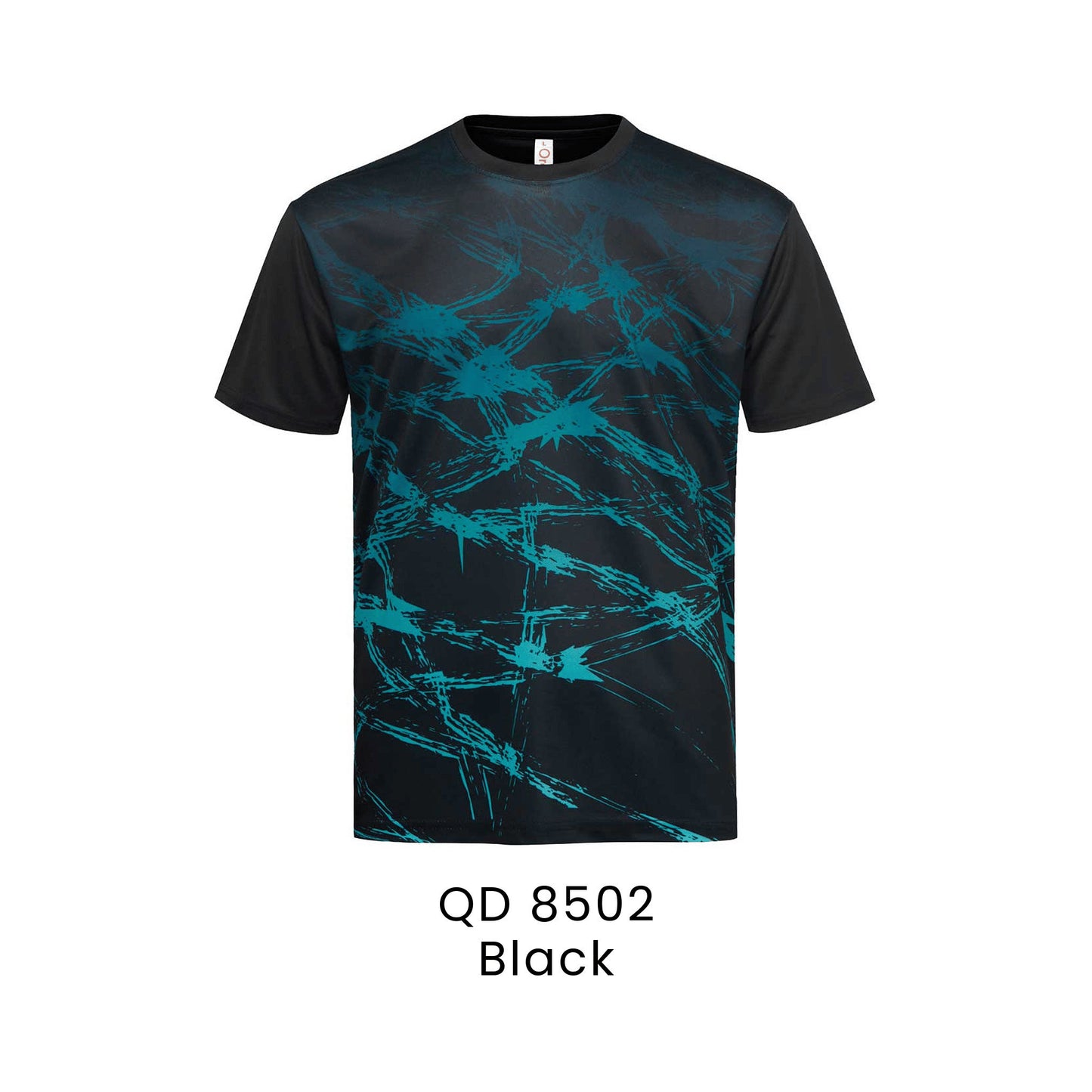 QD 8502 Black - QD85 unisex sublimation mini eyelet t-shirt in 100% microfibre 150gsm