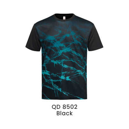 QD 8502 Black - QD85 unisex sublimation mini eyelet t-shirt in 100% microfibre 150gsm