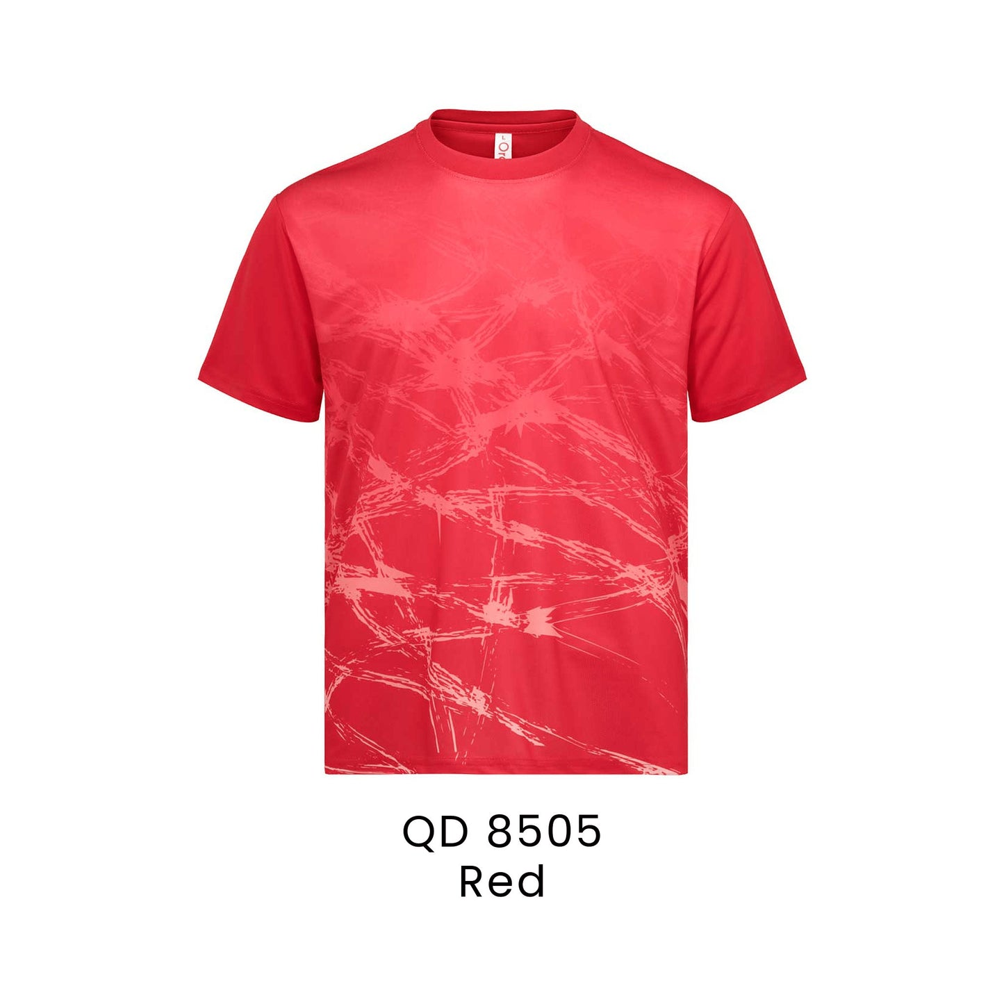 QD 8505 Red - QD85 unisex sublimation mini eyelet t-shirt in 100% microfibre 150gsm