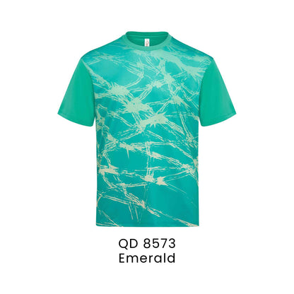 QD 8573 Emerald - QD85 unisex sublimation mini eyelet t-shirt in 100% microfibre 150gsm