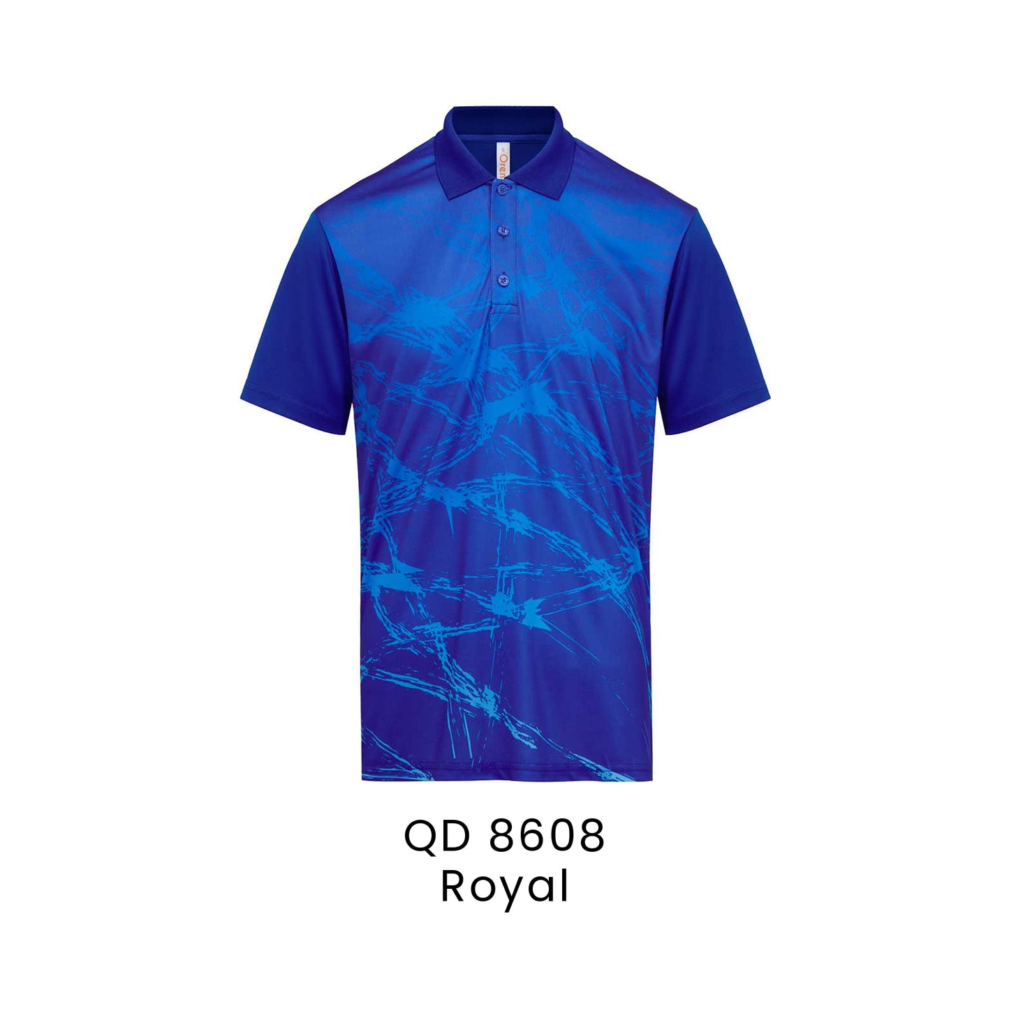 QD 8608 Royal - QD86 unisex sublimation mini eyelet polo shirt in 100% microfibre 150gsm