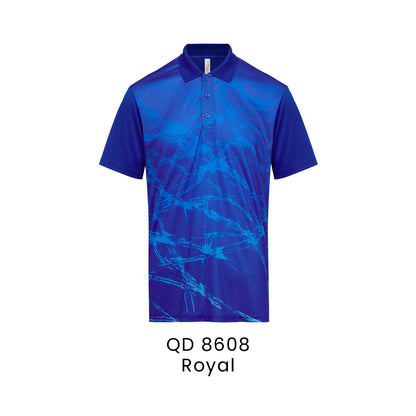 QD 8608 Royal - QD86 unisex sublimation mini eyelet polo shirt in 100% microfibre 150gsm