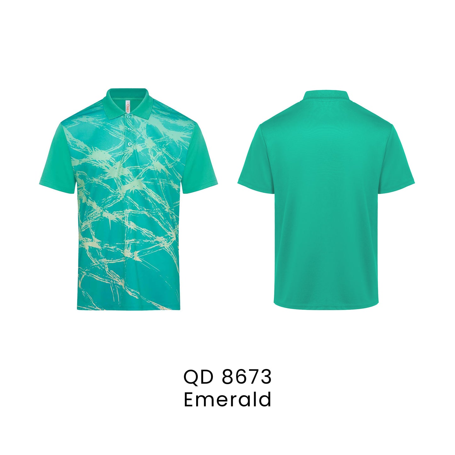 QD 8673 Emerald - QD86 unisex sublimation mini eyelet polo shirt in 100% microfibre 150gsm