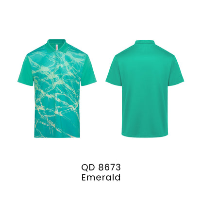 QD 8673 Emerald - QD86 unisex sublimation mini eyelet polo shirt in 100% microfibre 150gsm