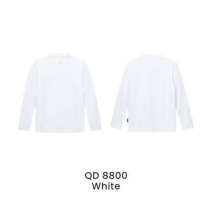QD 8800 White - QD88 kids microfibre eyelet long sleeve t-shirt in 160gsm