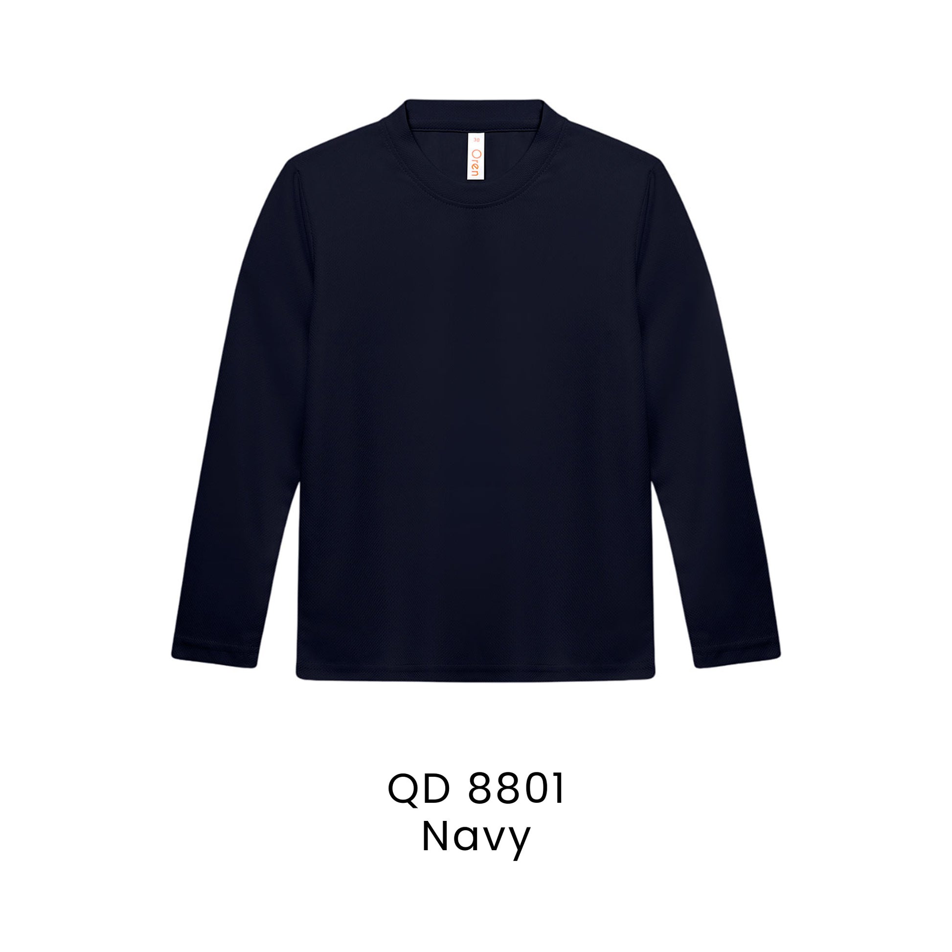 QD 8801 Navy - QD88 kids microfibre eyelet long sleeve t-shirt in 160gsm