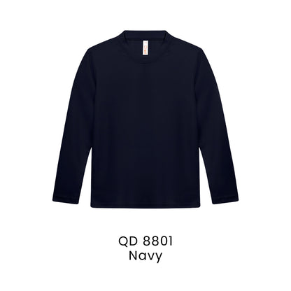 QD 8801 Navy - QD88 kids microfibre eyelet long sleeve t-shirt in 160gsm