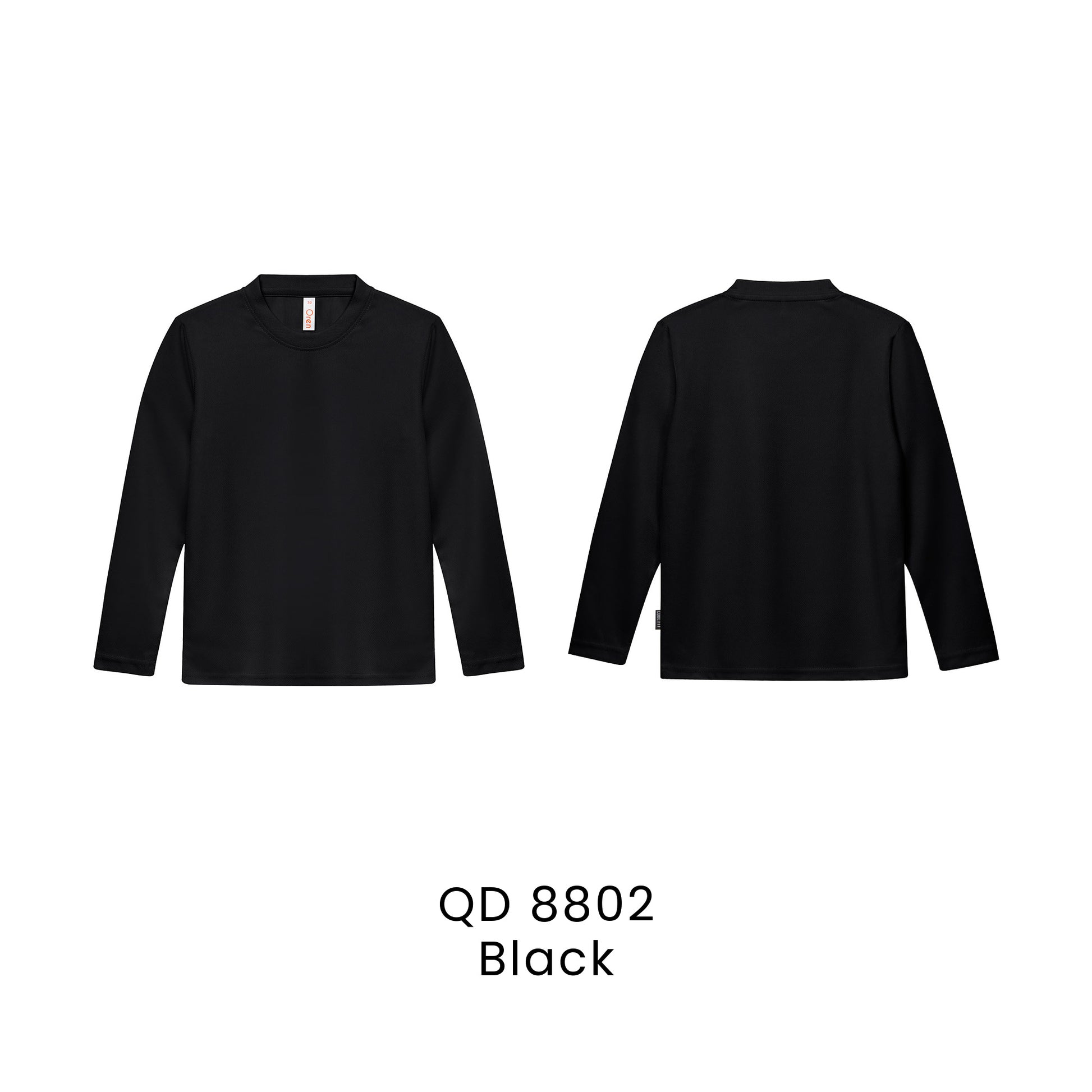 QD 8802 Black - QD88 kids microfibre eyelet long sleeve t-shirt in 160gsm