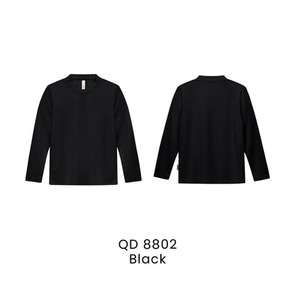 QD 8802 Black - QD88 kids microfibre eyelet long sleeve t-shirt in 160gsm