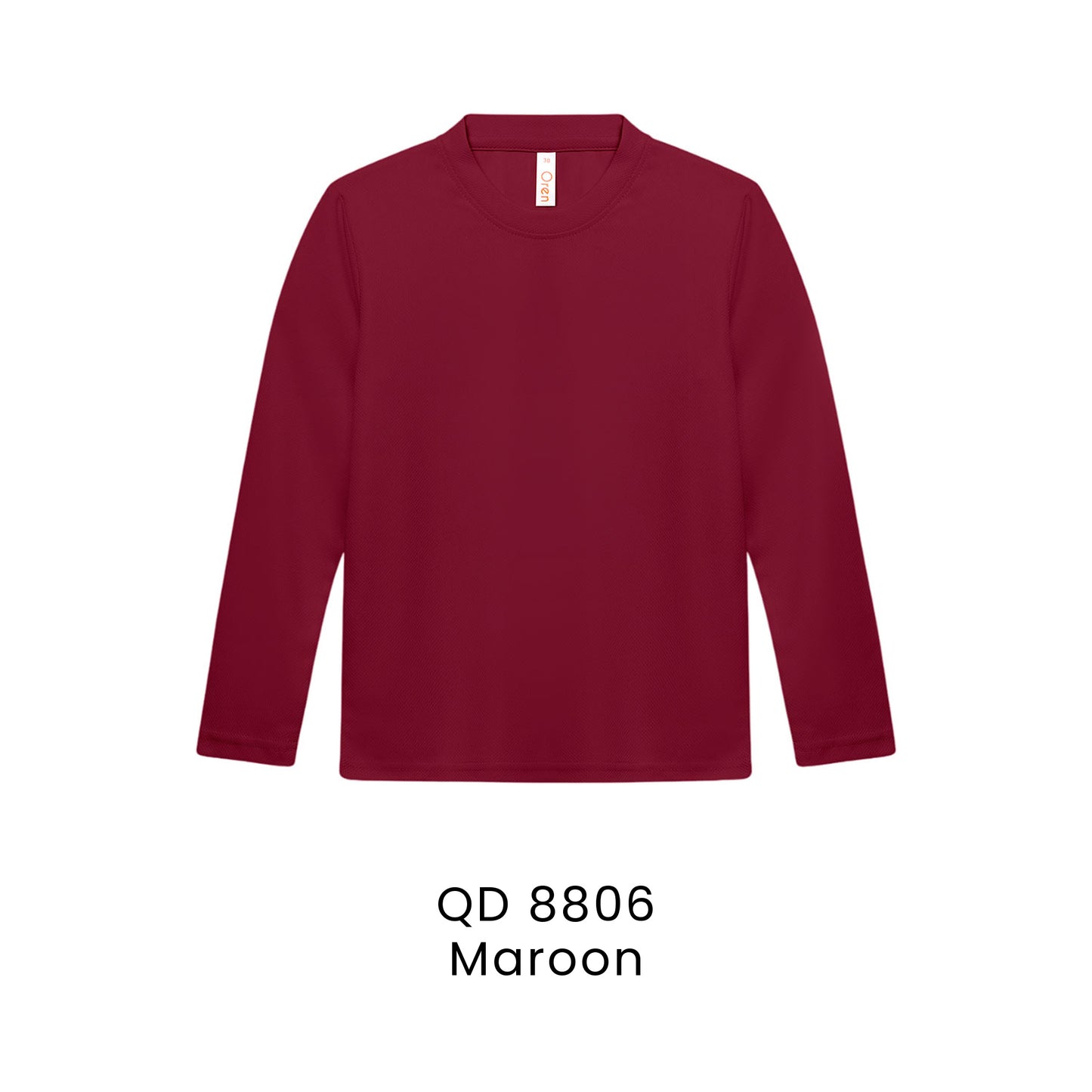 QD 8806 Maroon - QD88 kids microfibre eyelet long sleeve t-shirt in 160gsm