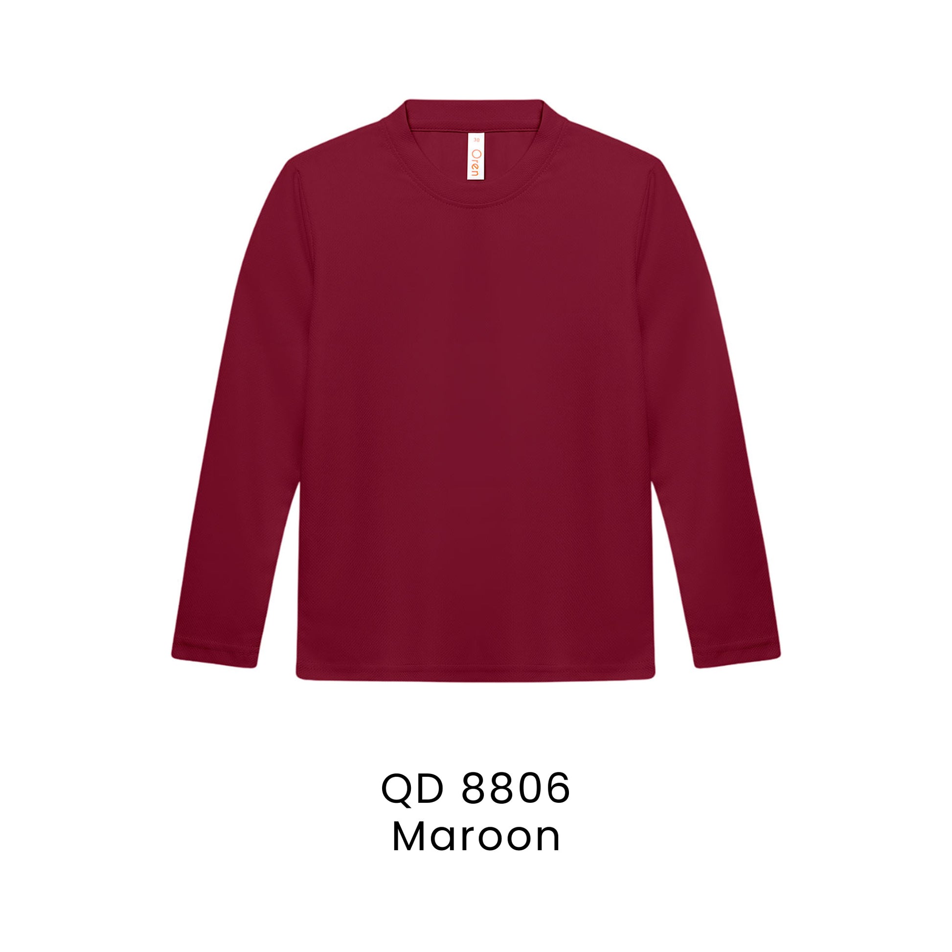 QD 8806 Maroon - QD88 kids microfibre eyelet long sleeve t-shirt in 160gsm