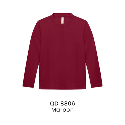 QD 8806 Maroon - QD88 kids microfibre eyelet long sleeve t-shirt in 160gsm