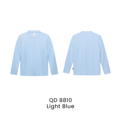 QD 8810 Light Blue - QD88 kids microfibre eyelet long sleeve t-shirt in 160gsm