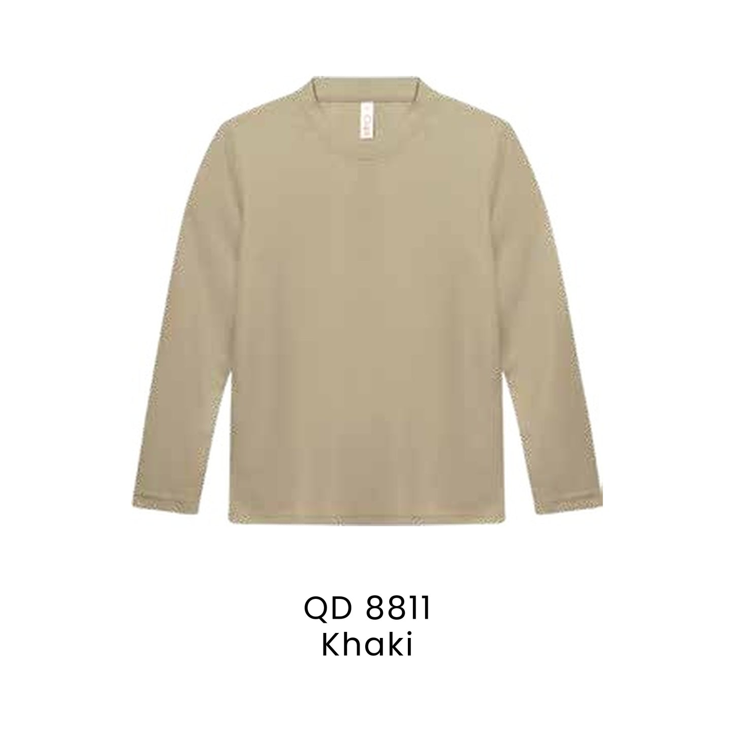 QD 8811 Khaki - QD88 kids microfibre eyelet long sleeve t-shirt in 160gsm